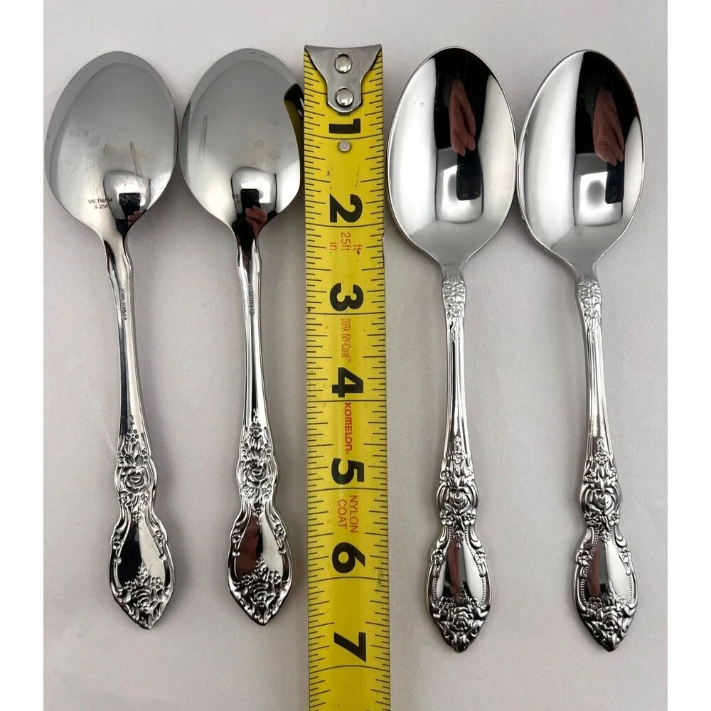 Oneida WORDSWORTH 4pc Dinner Spoon Set 18/0 Stainless Flatware Silverware Floral